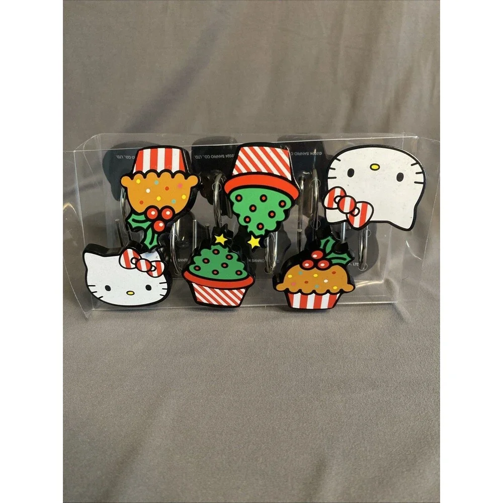 Hello Kitty Shower Curtain Hooks Set of 12 Sanrio 2017 Christmas Themed Holiday